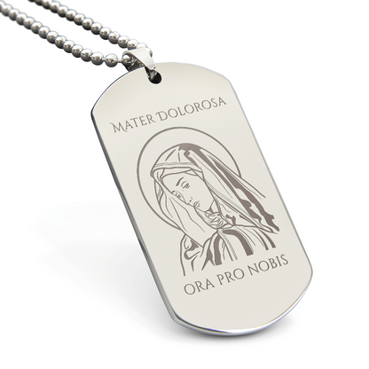 Mater Dolorosa Tag Necklace with Personalized Engraving