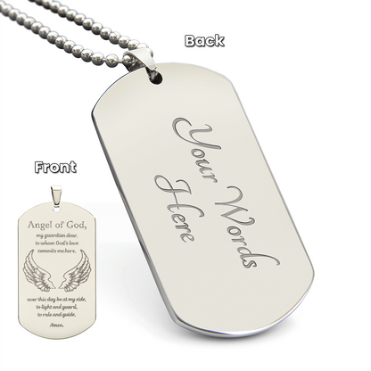 Guardian Angel Prayer Tag Necklace with Personalized Engraving