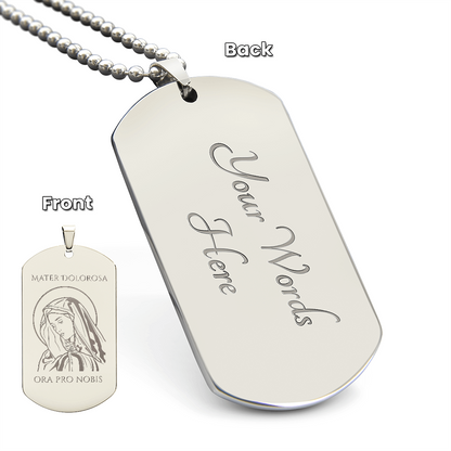 Mater Dolorosa Tag Necklace with Personalized Engraving