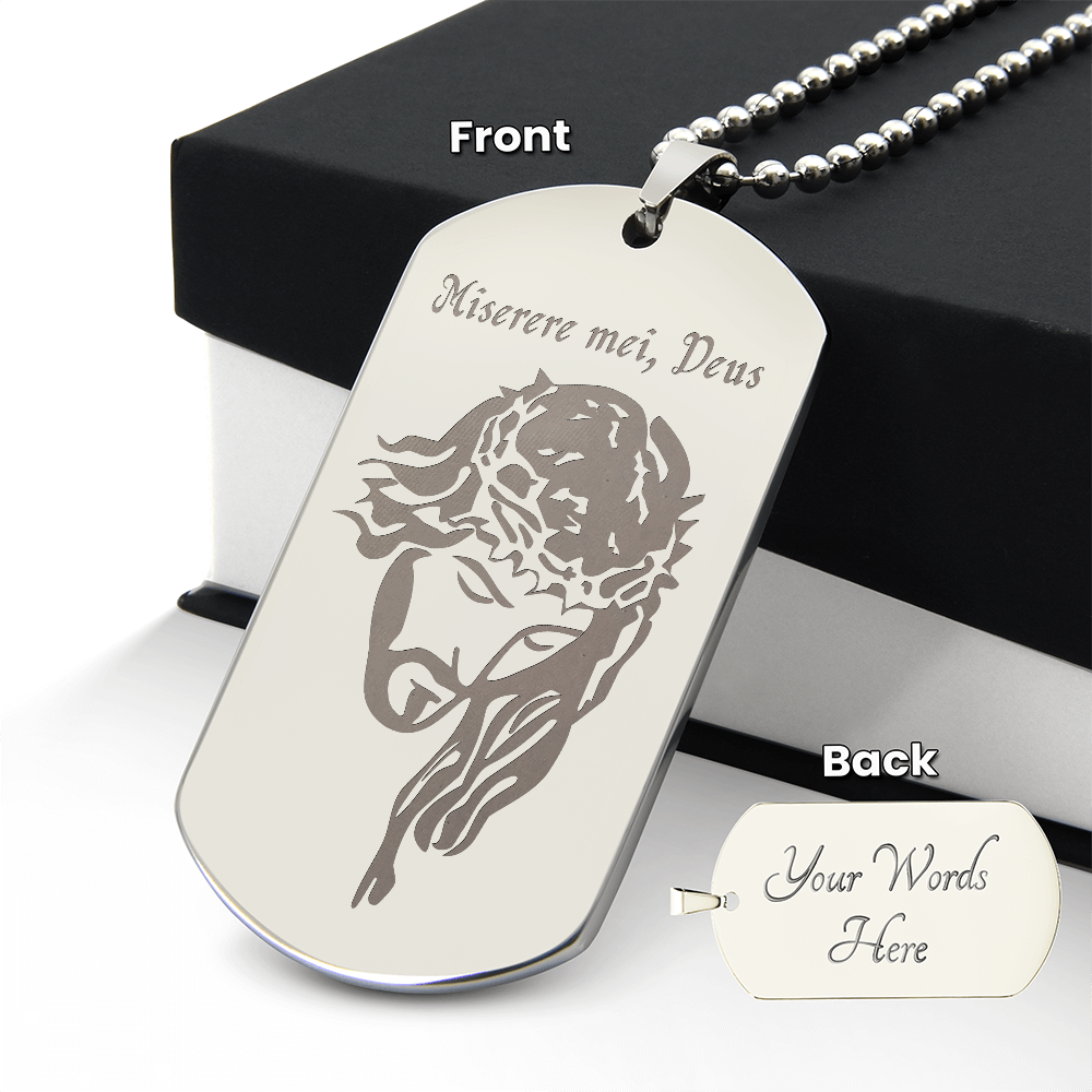 "Miserere mei, Deus" Tag Necklace with Personalized Engraving