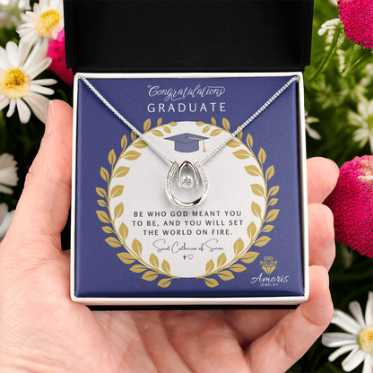 Congratulations Graduate Valley of Grace Necklace with Saint Catherine of Siena Quote