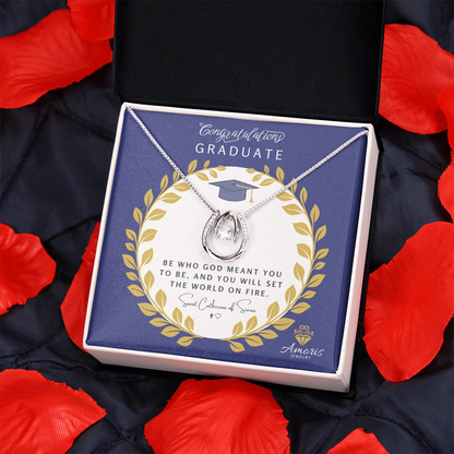 Congratulations Graduate Valley of Grace Necklace with Saint Catherine of Siena Quote