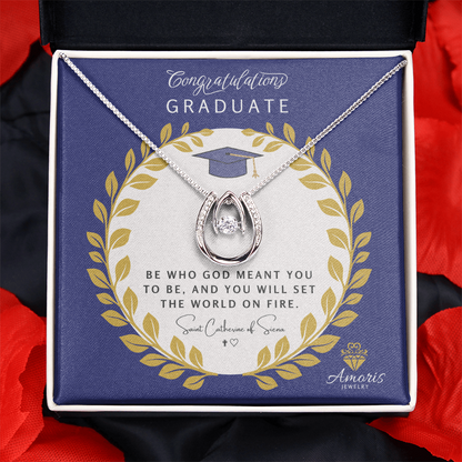 Congratulations Graduate Valley of Grace Necklace with Saint Catherine of Siena Quote