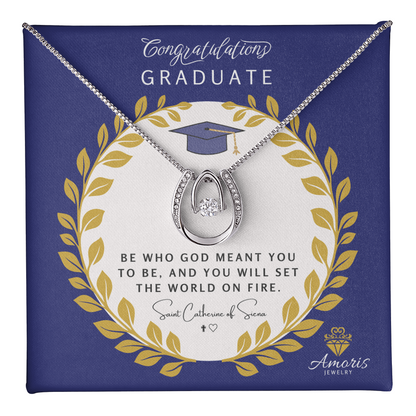 Congratulations Graduate Valley of Grace Necklace with Saint Catherine of Siena Quote