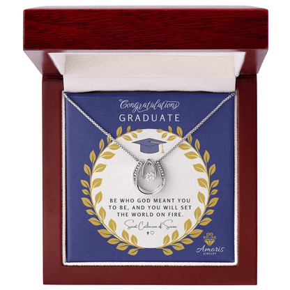 Congratulations Graduate Valley of Grace Necklace with Saint Catherine of Siena Quote