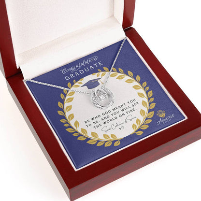 Congratulations Graduate Valley of Grace Necklace with Saint Catherine of Siena Quote