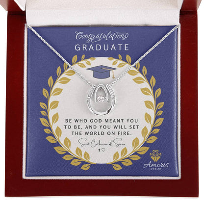 Congratulations Graduate Valley of Grace Necklace with Saint Catherine of Siena Quote
