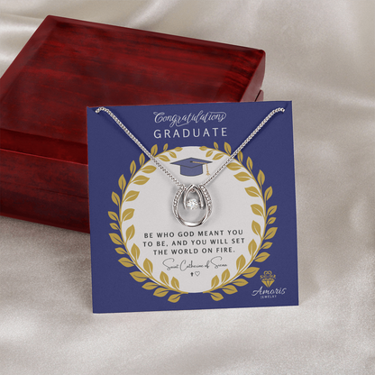 Congratulations Graduate Valley of Grace Necklace with Saint Catherine of Siena Quote