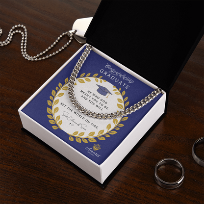 Congratulations Graduate Cuban Link Chain with Saint Catherine of Siena Quote