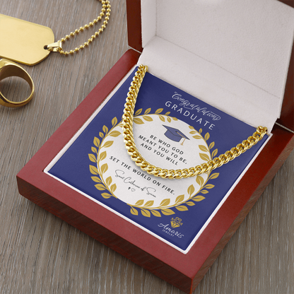 Congratulations Graduate Cuban Link Chain with Saint Catherine of Siena Quote