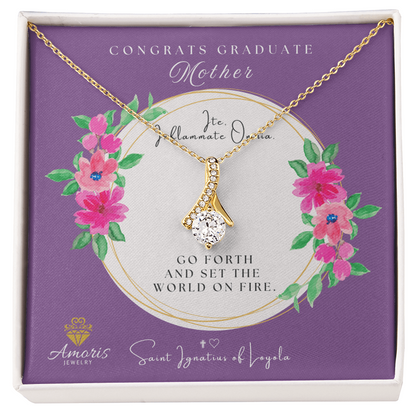 Congrats Graduate Mother Necklace with Saint Ignatius of Loyola  Quote