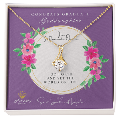 Congrats Graduate Goddaughter Necklace with Saint Ignatius of Loyola  Quote