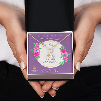 Congrats Graduate Sister-in-Law Necklace with Saint Ignatius of Loyola  Quote