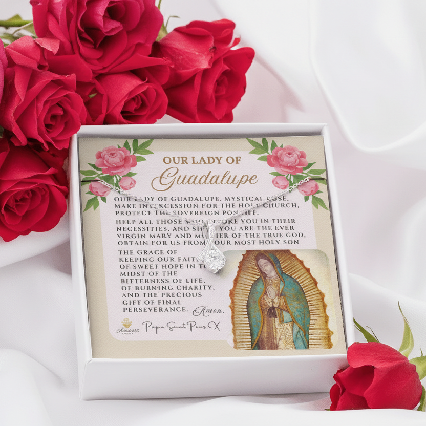 Our Lady of Guadalupe Necklace with Pope Saint Pius X Prayer