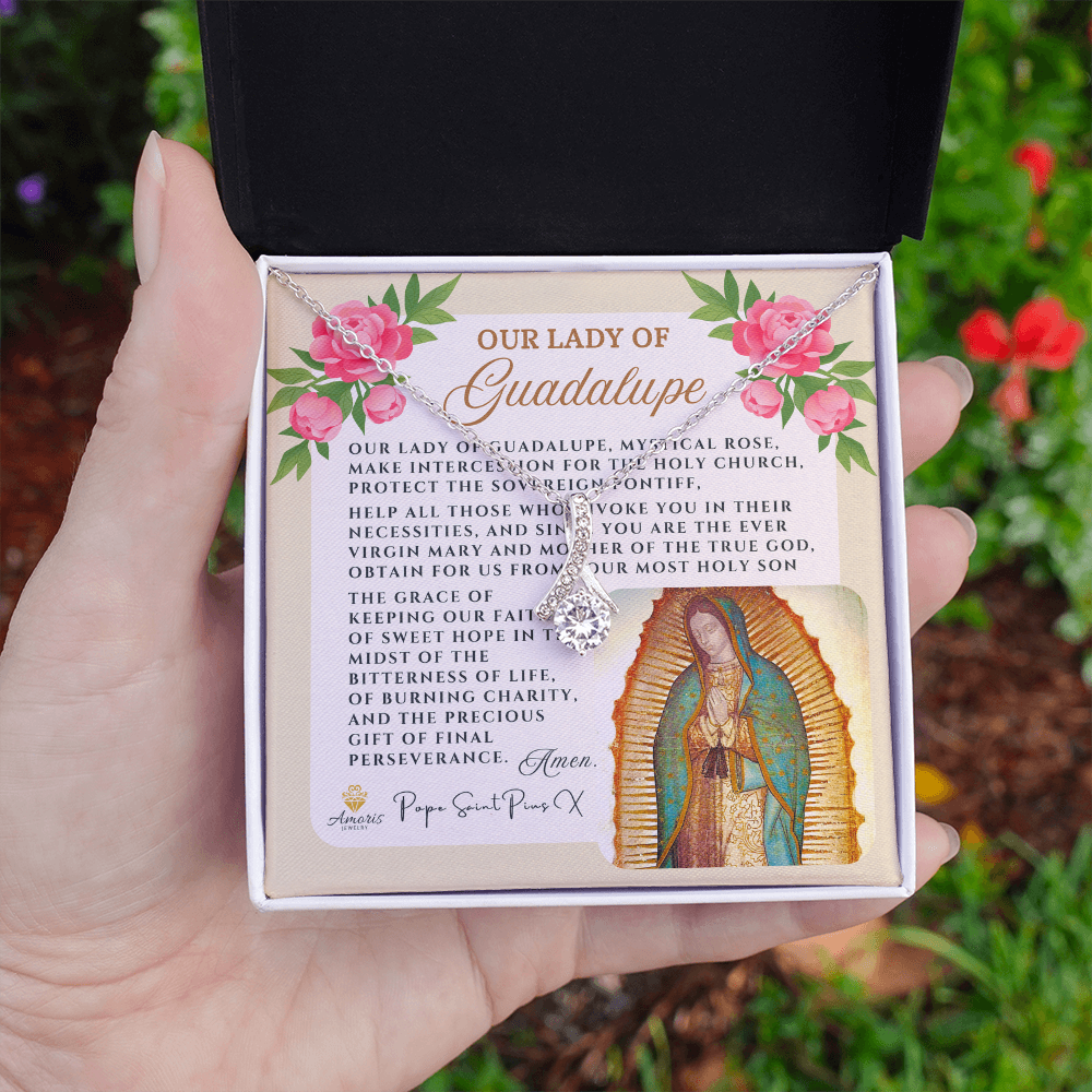 Our Lady of Guadalupe Necklace with Pope Saint Pius X Prayer