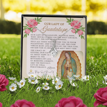 Our Lady of Guadalupe Necklace with Pope Saint Pius X Prayer