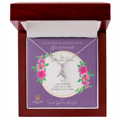 Congrats Graduate Girlfriend Necklace with Saint Ignatius of Loyola  Quote