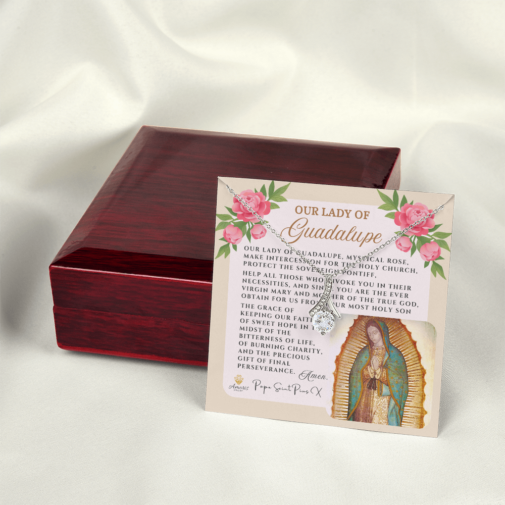 Our Lady of Guadalupe Necklace with Pope Saint Pius X Prayer