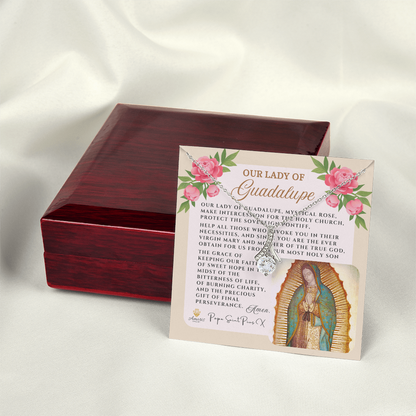 Our Lady of Guadalupe Necklace with Pope Saint Pius X Prayer