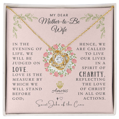 Collar con nudo de amor para mi querida futura esposa con cita de San Juan de la Cruz