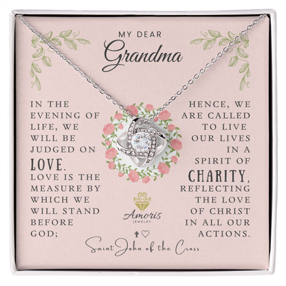 My Dear Grandma Love Knot Necklace with Saint John of the Cross Quote