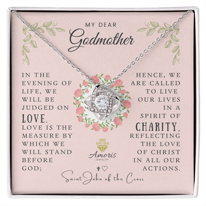 Collar de nudo de amor de mi querida madrina con cita de San Juan de la Cruz