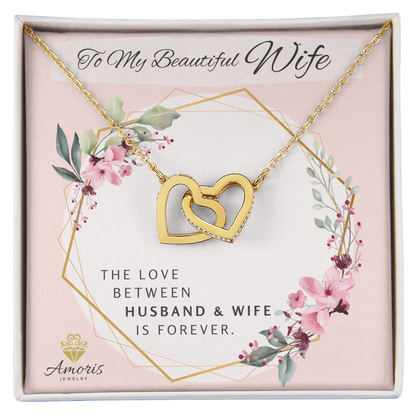 To My Beautiful Wife Forever Interlocking Hearts Necklace with Message Card