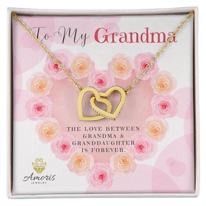 To My Grandma Interlocking Hearts Necklace with Message Card