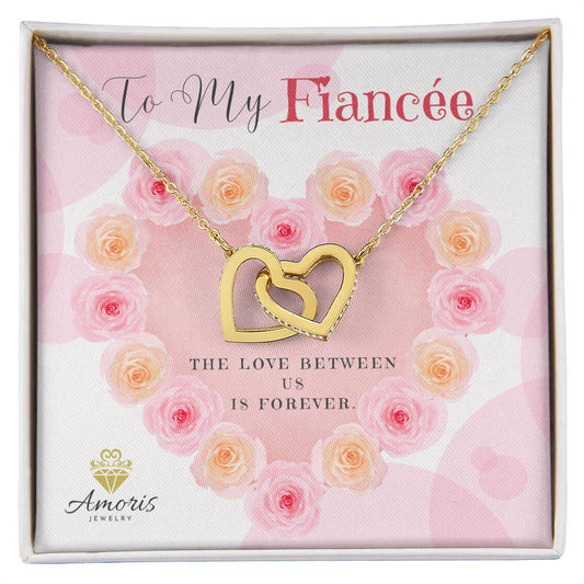 To My Fiancée Interlocking Hearts Necklace with Message Card