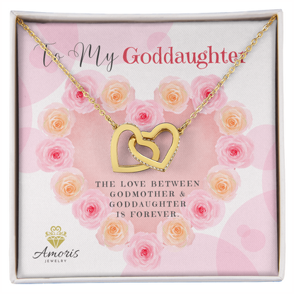 To My Goddaughter Interlocking Hearts Necklace with Message Card