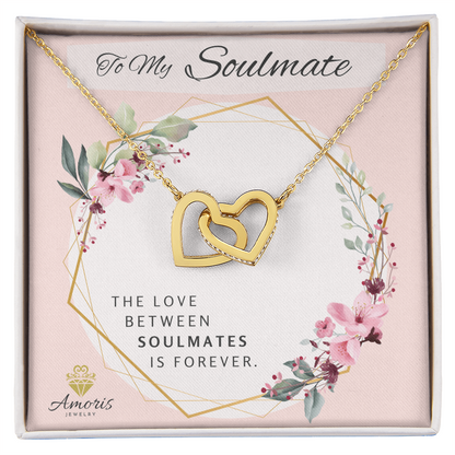 To My Soulmate Forever Interlocking Hearts Necklace with Message Card