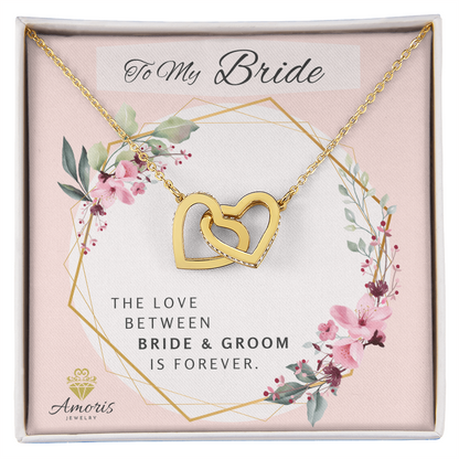 To My Bride Forever Interlocking Hearts Necklace with Message Card