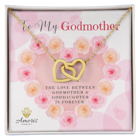 To My Godmother Interlocking Hearts Necklace with Message Card