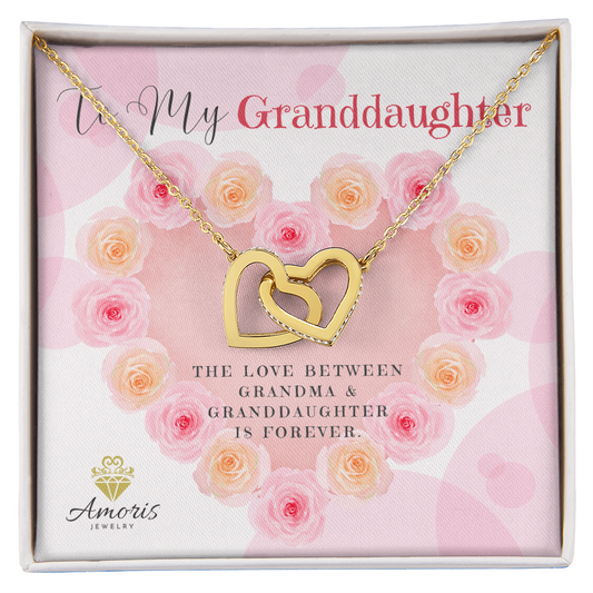 To My Granddaughter Interlocking Hearts Necklace with Message Card