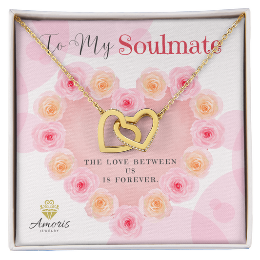 To My Soulmate Interlocking Hearts Necklace with Message Card