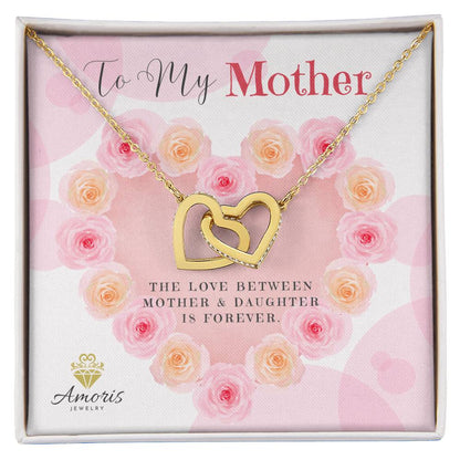Collier à cœurs entrelacés « À ma mère » avec carte de message 