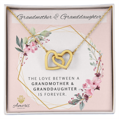 Grandmother and Granddaughter Forever Interlocking Hearts Necklace with Message Card