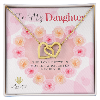 To My Daughter Interlocking Hearts Necklace with Message Card
