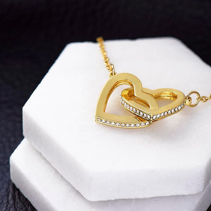To My Girlfriend Interlocking Hearts Necklace with Message Card