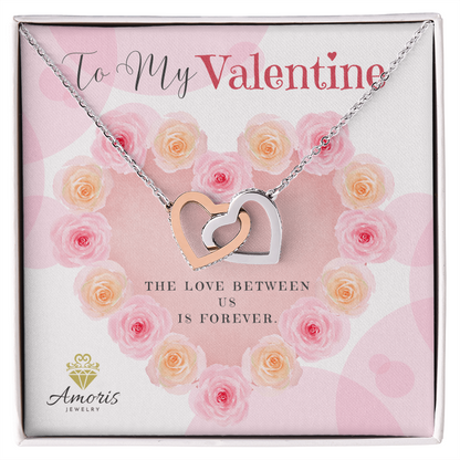 To My Valentine Interlocking Hearts Necklace with Message Card