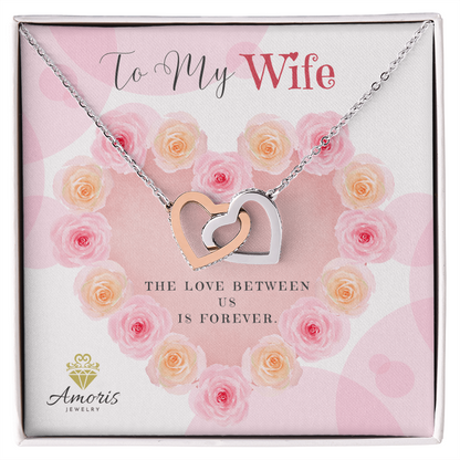 To My Wife Interlocking Hearts Necklace with Message Card