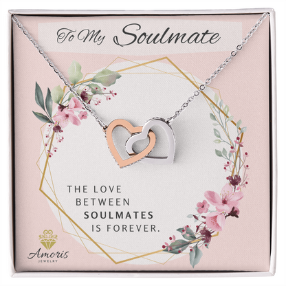 To My Soulmate Forever Interlocking Hearts Necklace with Message Card