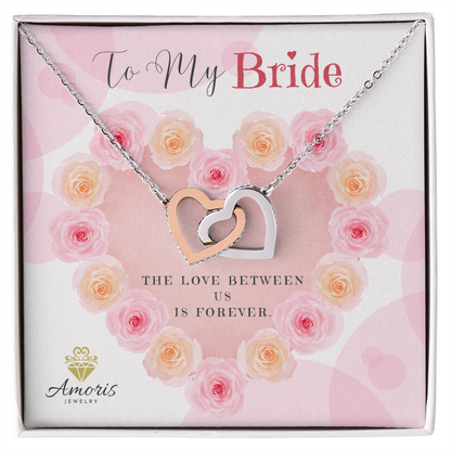 To My Bride Interlocking Hearts Necklace with Message Card