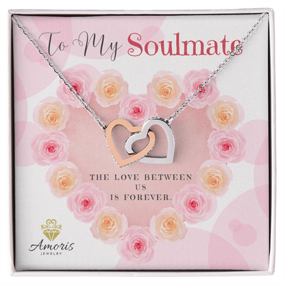 To My Soulmate Interlocking Hearts Necklace with Message Card