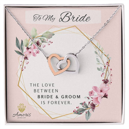 To My Bride Forever Interlocking Hearts Necklace with Message Card