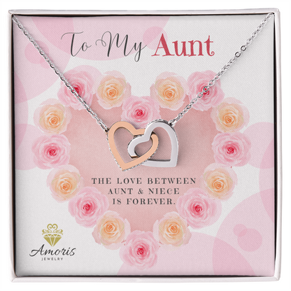 To My Aunt Interlocking Hearts Necklace with Message Card