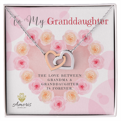 To My Granddaughter Interlocking Hearts Necklace with Message Card