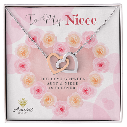 To My Niece Interlocking Hearts Necklace with Message Card