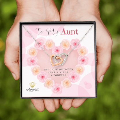 To My Aunt Interlocking Hearts Necklace with Message Card
