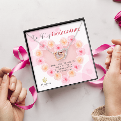 To My Godmother Interlocking Hearts Necklace with Message Card
